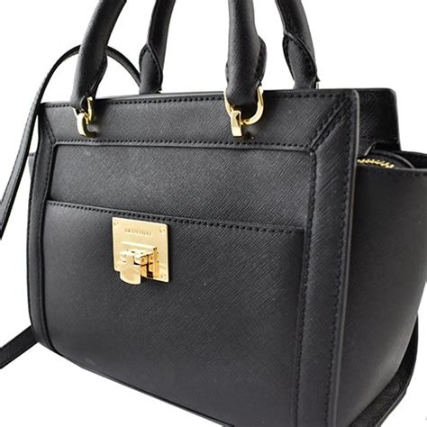 michael kors tina satchel black|Michael Kors Tina Small Top Zip Messenger Satchel Black  .